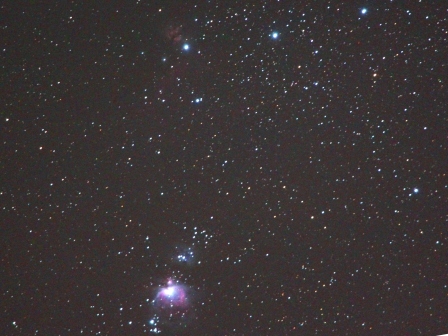オリオン大星雲と三ツ星 藤岡市にて院長撮影 三ツ星とオリオン大星雲 藤岡市にて