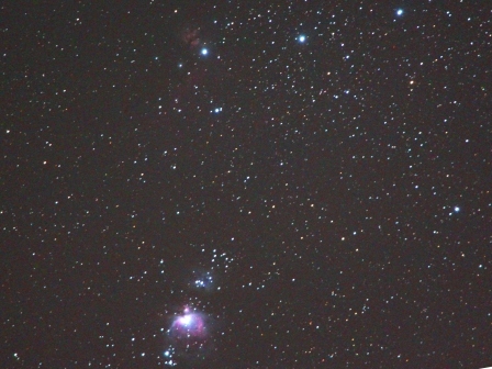 三ツ星とオリオン大星雲　藤岡市にて