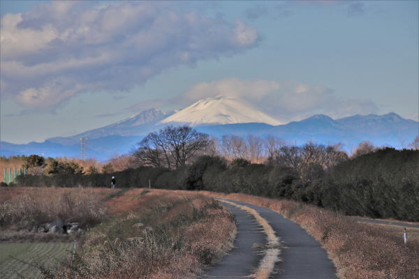 上里町　群馬県境　浅間山　絵画調