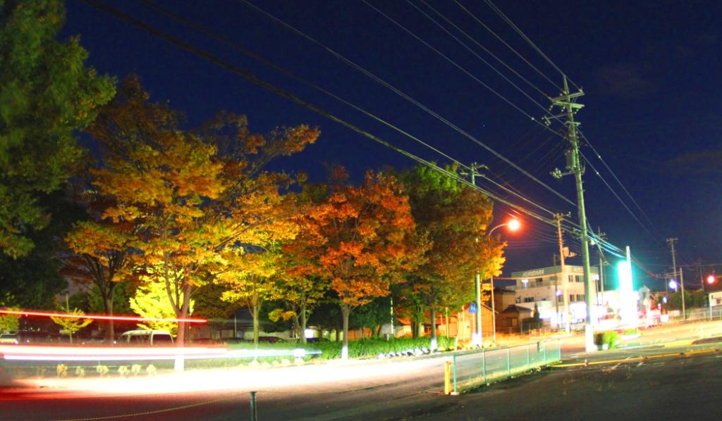 紅葉の夜景　彩の丘クリニック　上里町